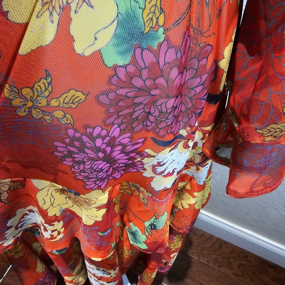 Reba XL Floral Midi Dress Boho Prairie Cottagecore Whimsical Western Rustic - Picture 10 of 12